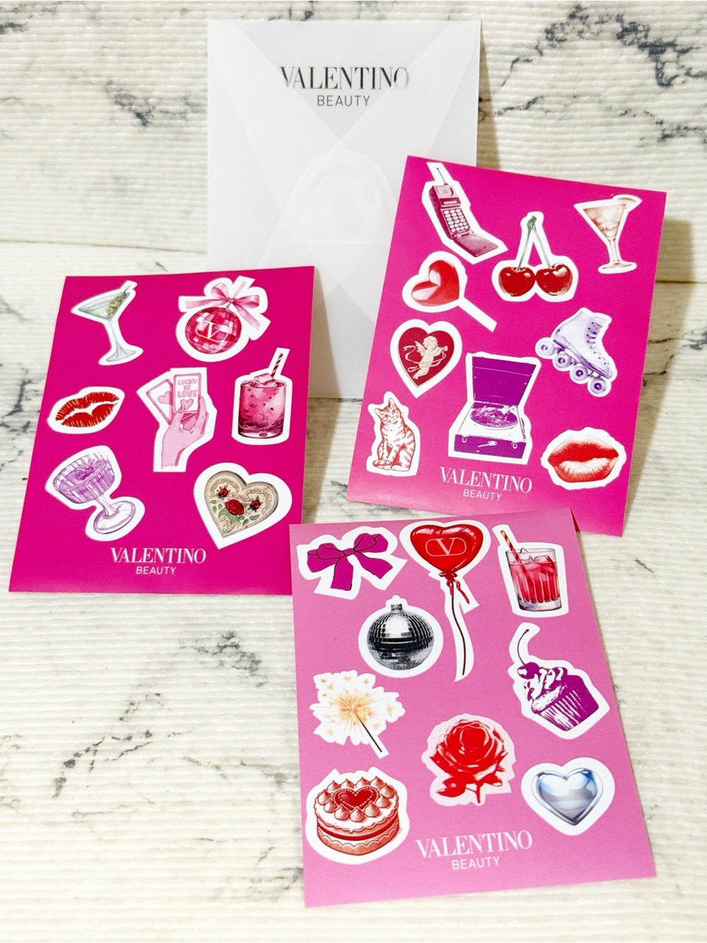 Valentino Beauty Fun Playful Stickers: Disco Ball Balloon & More (3 Sheets)
